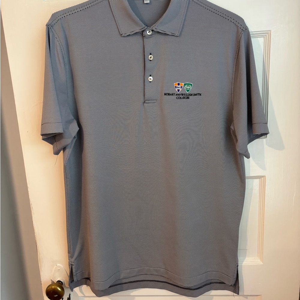Peter Millar Gray Polo with Embroidered Logo Hobart and William Smith Colleges